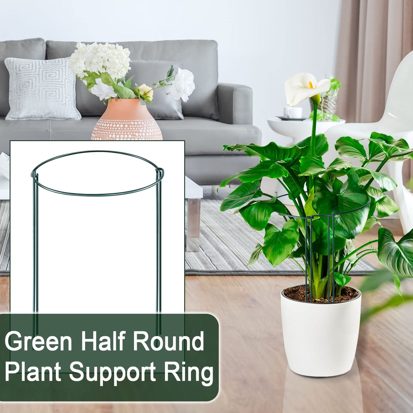 12 Pack Plant Support Stakes, Peony Cages and Supports Large 10" Wide x 24" High Tall Peony Ring Supports, Garden Plant Stakes for Outdoor Plants Rose, Tomato, Hydrangea, Flowers