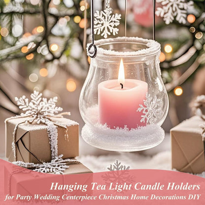 4PCS Hanging Candle Holder for for Wedding Ornaments,Glass Tea Lights Candles Holders,Clear Terrarium Containers Small Glass Globes Ornament Votive Candleholders for Party Celebration Decoration
