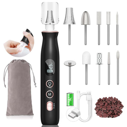 Nail Drill Electric File: HSKAI® 10000RPM Powerful Nail Drill with LCD Display, Cordless Thick Nail Grind Filer for Acrylic Gel Natural Nails Toenails, Manicure & Pedicure Multi-Tool for Home Salon
