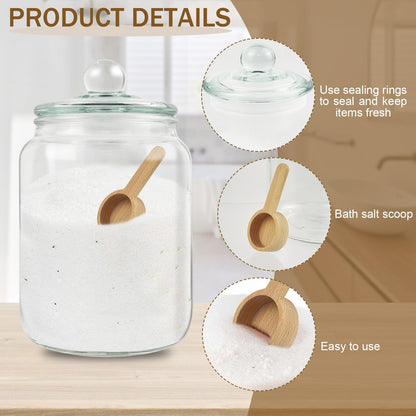 Global BathGlow 70 oz Bath Salt Set - Glass Jar with 2 Wooden Scoop & Airtight Lids, 2 Large Storage Canisters for Salt, Candy, Tea, Bath Decor