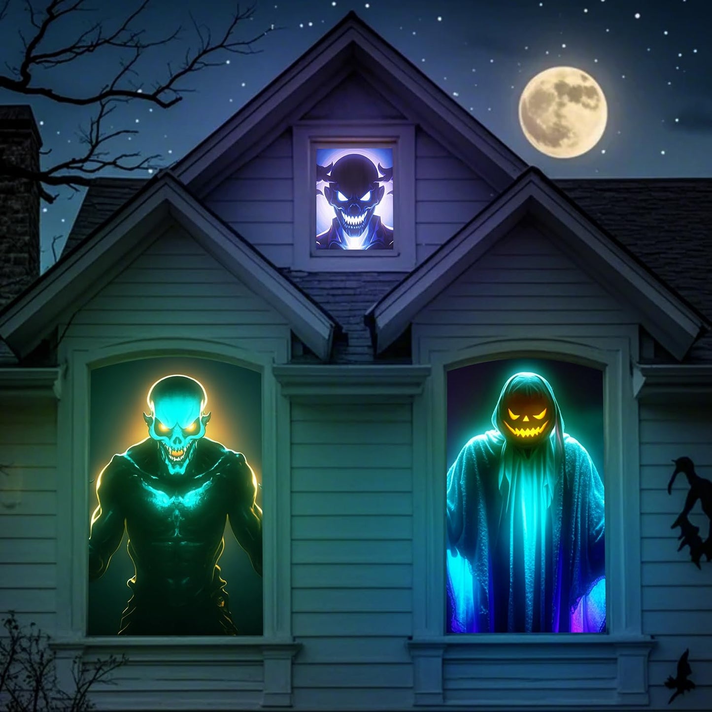 Halloween Projector Hologram Foldable Screen: 100 Inch Portable Anti Crease Indoor Double Sided Video Projector Screen for Projecting Halloween Videos Film Night