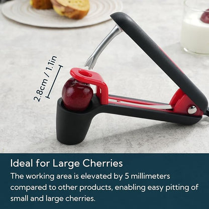 KITCHENDAO Cherry Pitter Tool, Larger Cross-Pitting Head, Cherry Core Remover with Safety Lock, Non-Slip Soft-touch Handle, Dishwasher Safe