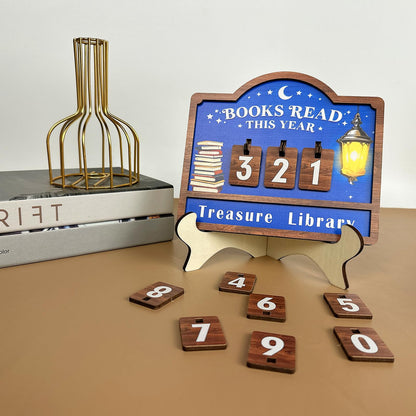 Reading Tracker Counter Sign, Wooden Books Read This Year Display, Book Lover Gift for Librarian, Reader, Teacher, Women, Wall and Table Decor for Home Library, Teachers, Book Lovers