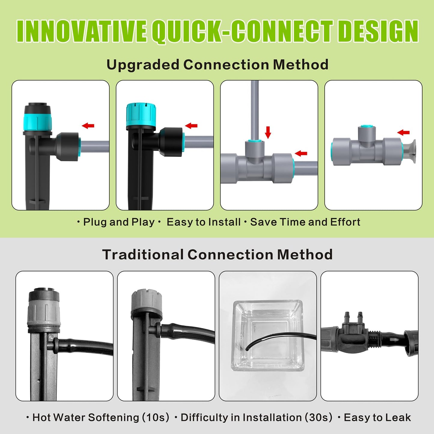 Drip Irrigation System 99FT, Complete Automatic Drip Irrigation Kit with Quick Connector, Garden Watering System for Potted Plants with 12mm 6mm Irrigation Tubing Adjustable Emitters for Garden