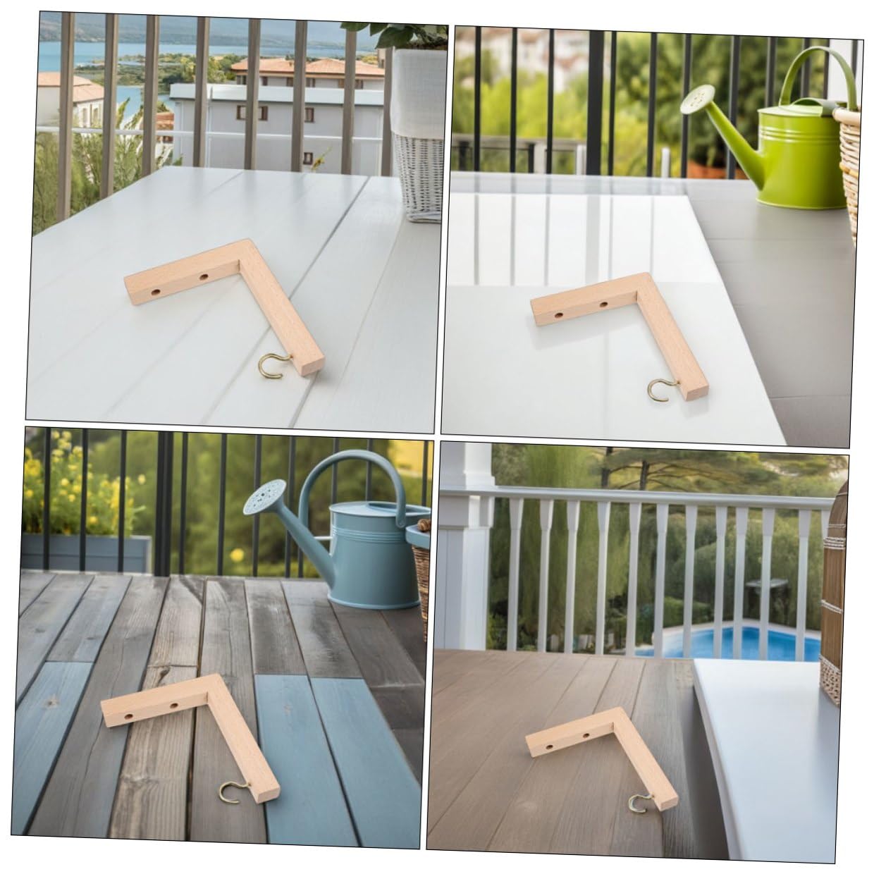 KALLORY 3pcs Wooden Plant Hangers for Wall – Outdoor Indoor Hanging Plant Brackets for Flower Pots, Wind Chimes, and Bird Feeders – Natural Wood Hanging Basket Hooks for Garden and Patio