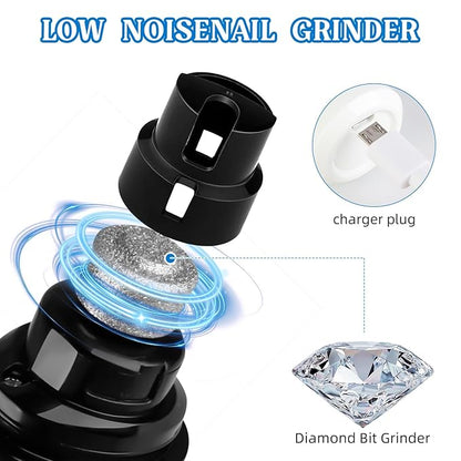 Upgraded Quiet Dog Nail Grinder - 2-Speed Rechargeable Pet Nail Trimmer with 2 Grinding Heads, Painless Grooming Tool for Small Medium Large Dogs & Cats