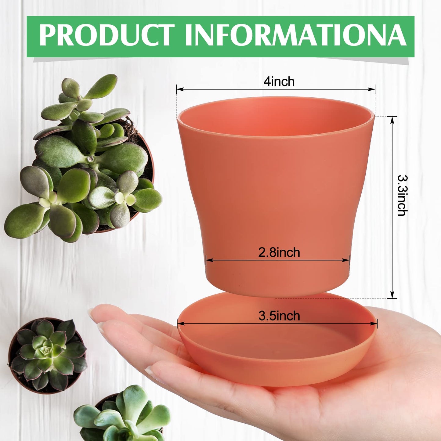 Potchen 33 Pack Plastic Plant Pots Bulk with Saucers Thickened Reusable Nursery Planters with Drainage Holes Colorful Small Flower Pots for Indoor Herbs Seedlings(4 Inch)