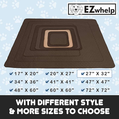 EZwhelp Reusable Dog Pee Pads - Waterproof Training Pads for Dogs - Washable & Sanitary-Rounded Corners-Laminated, Lightweight, Durable - Pet Essentials for Puppy Training and Whelping - 27"x32"