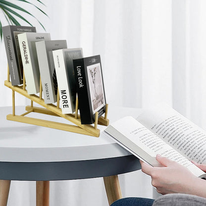 GYSLEOT Book Display Stand Holder, 5-Tier Wooden Book Rack Organizer For Magazines, Tabletop Kids Bookshelf Art Display Shelf For Vendors Craft Trade Shows