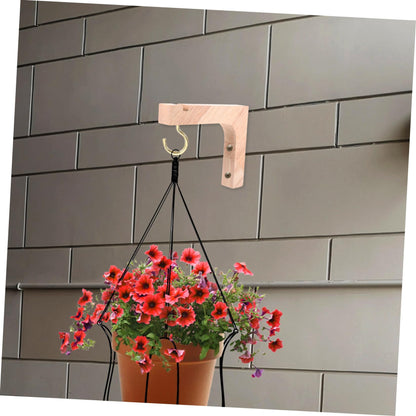 UKCOCO 2pcs Wooden Plant Hangers Wall Mounted Hooks for Indoor Hanging Plant Brackets Heavy Duty Natural Wood for Flower Pots