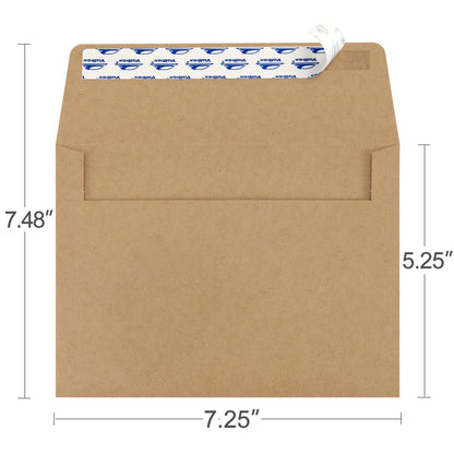 ValBox 200 Qty A7 Invitation Envelopes 5 x 7, 120GSM Brown Kraft Paper Envelopes for 5x7 Cards, Self Seal, Weddings, Invitations, Baby Shower, Stationery, Office, 5.25 x 7.25 Inches