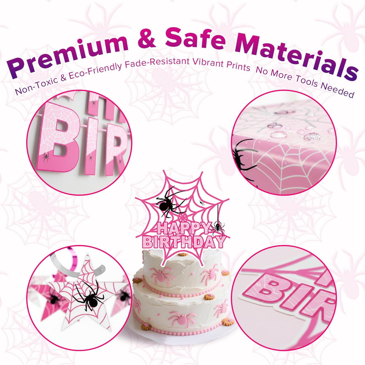 Pink Spider Party Decorations Kit for Girls