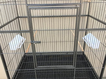 X-Large Double Stacker Wrought Iron Cage Bird Flight Parrot Breeding Breeder Cage Side Breeding Door Easy Clean Pull Out Tray Removable Rolling Stand Cockatiel Conure Canary Aviary Finches Budgies
