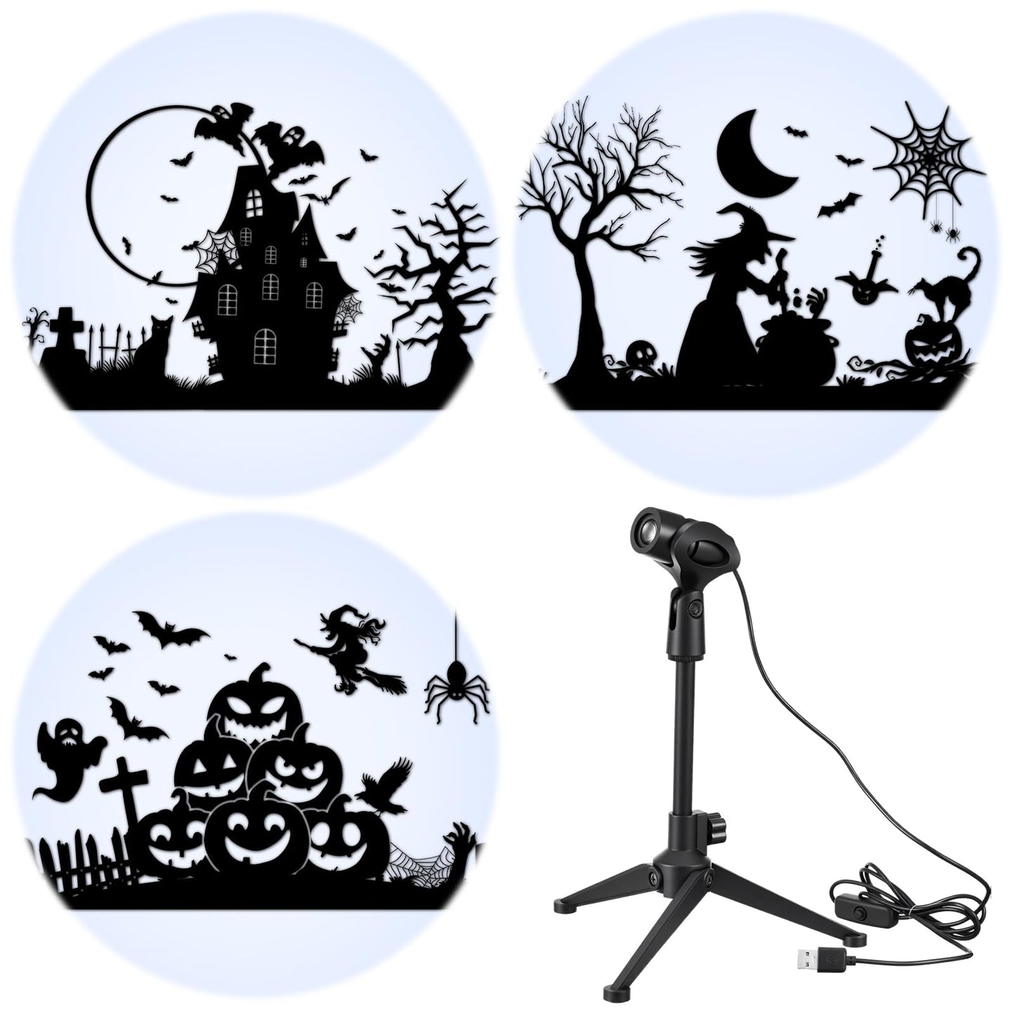 Relaxweex Halloween Outdoor Projector Light Decoration with 3 Film, Halloween Slides Holiday LED Projector Light Outdoor Waterproof Landscape Decorative Rotation Lighting Movement Projection Lamp