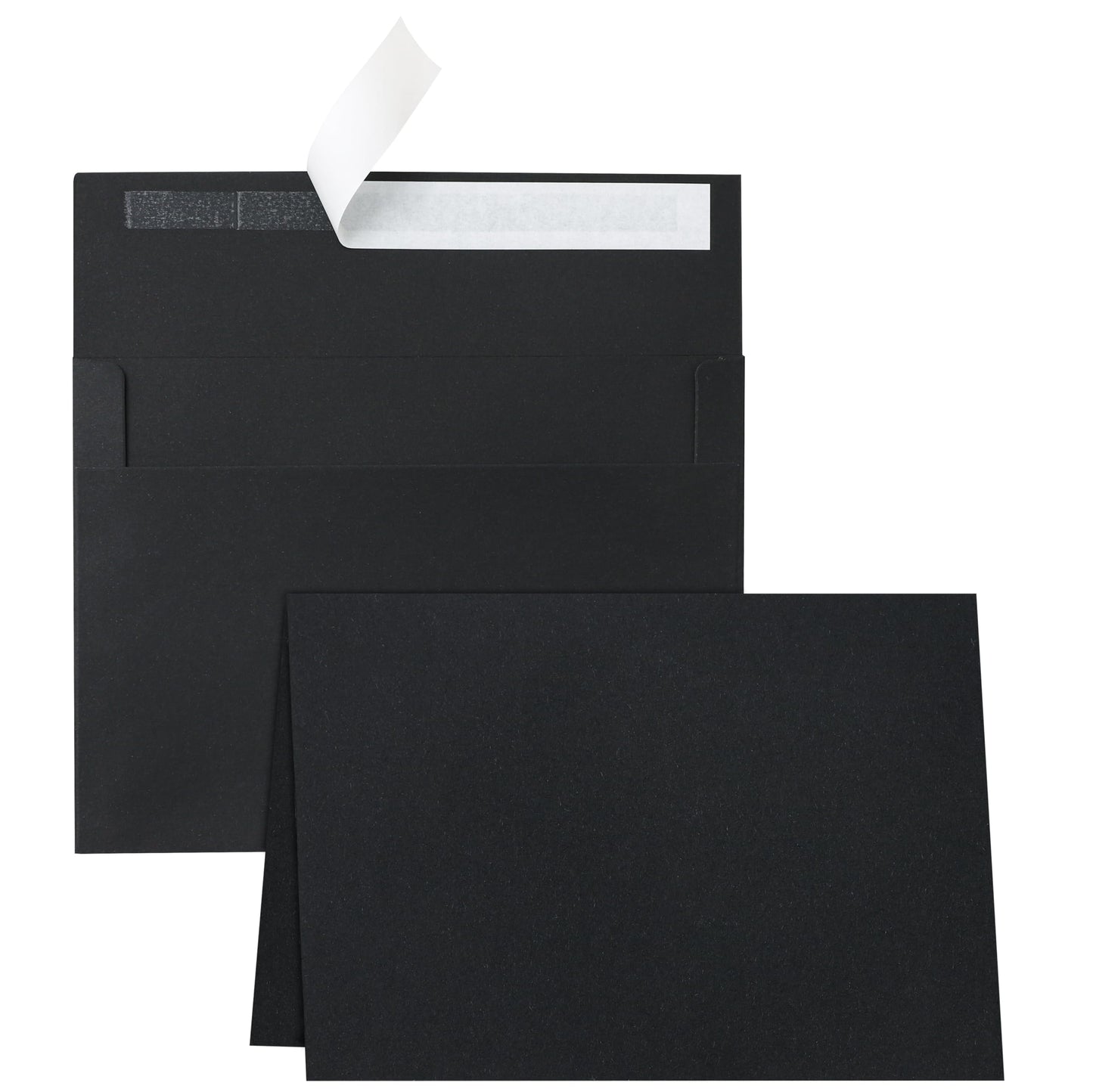Silunkia 100 Packs Black Blank Greeting Cards and Envelopes 4.25 x 5.5 Heavyweight Folded Cardstock and Printable A2 Envelopes Self Seal for Wedding Invitations, Thank You Cards, Festival blessings