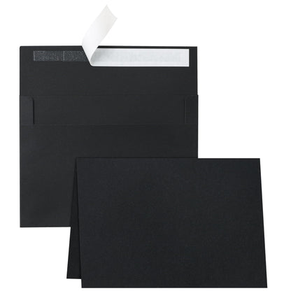 Silunkia 100 Packs Black Blank Greeting Cards and Envelopes 4.25 x 5.5 Heavyweight Folded Cardstock and Printable A2 Envelopes Self Seal for Wedding Invitations, Thank You Cards, Festival blessings
