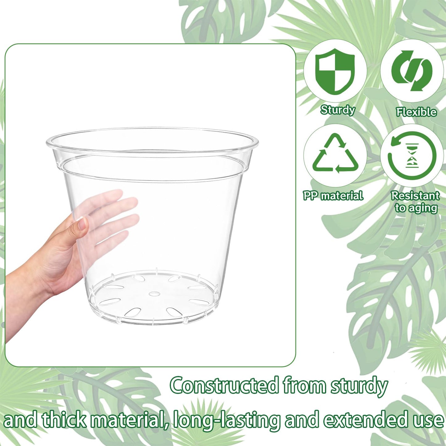 PEDOBALI 12 Pcs 8/10/12 Inch Large Size Clear Nursery Pots with Drainage Holes Flexible Plastic Planters Transparent Plant Bottle Variety Pack for Succulents Indoor Plants