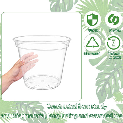 PEDOBALI 12 Pcs 8/10/12 Inch Large Size Clear Nursery Pots with Drainage Holes Flexible Plastic Planters Transparent Plant Bottle Variety Pack for Succulents Indoor Plants