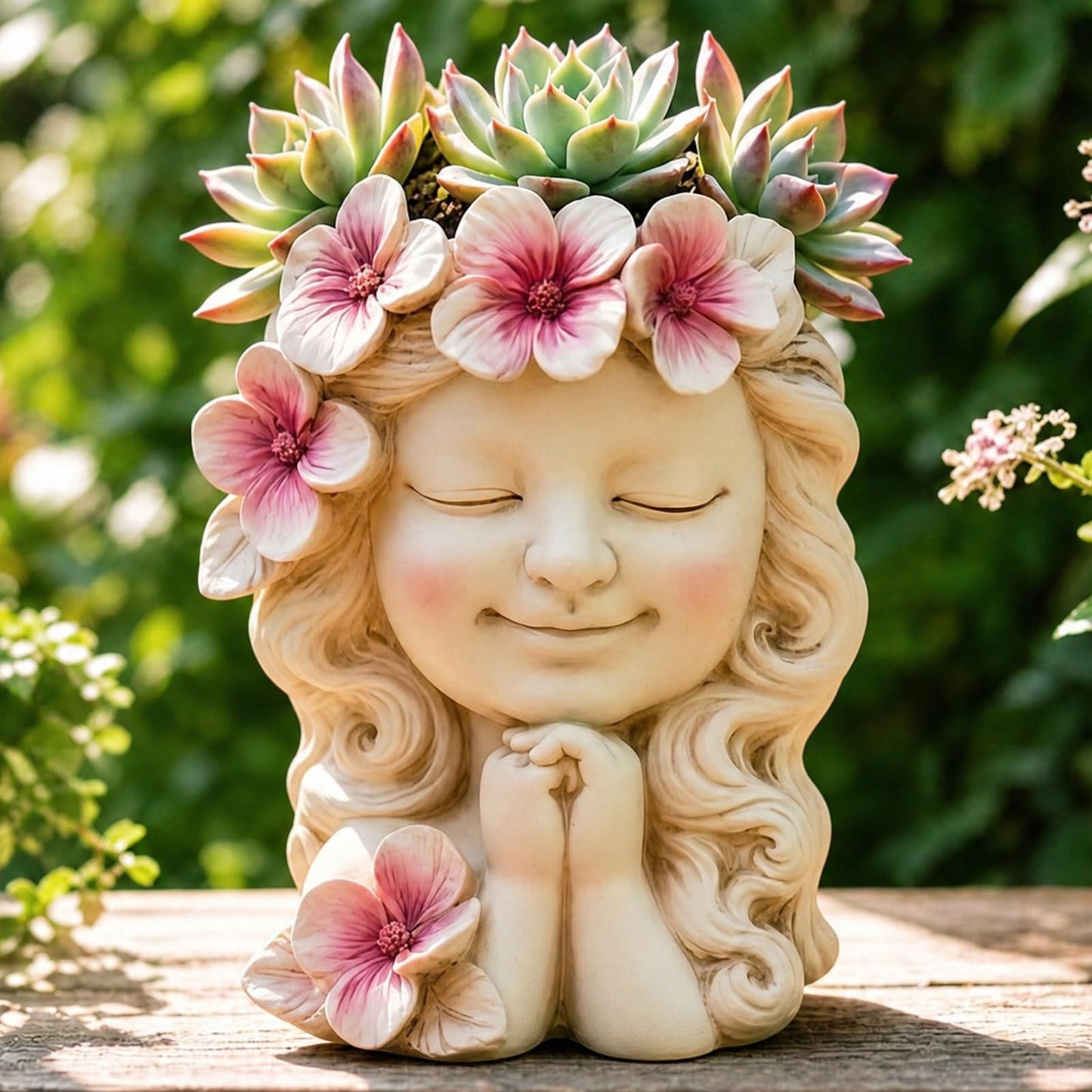 Mrlikale Flower Girl Head Planter Pot, Resin Face Planter for Indoor Outdoor Plants, Cute Succulent Pots with Drainage Hole, Decorative Plant Pots for Desk Patio Balcony Home Decor (White)