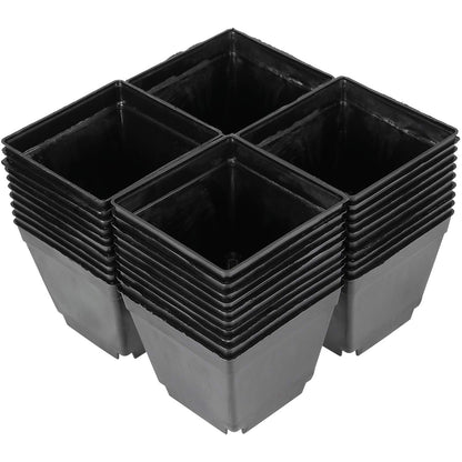 ZEONHAK 80 PCS 4 Inch Square Nursery pots, Plastic Seedling Seeds propogation Growing Pots with Trays, Post Plastic Thick Seed Start Germination for Seedling Flower, Plants, Succulents