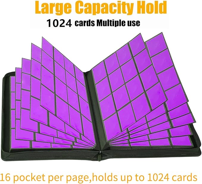 1000+ Pockets Trading Card Binder, 16 Pocket Ringless Side Loading Card Holder Album, Trading Card Album Fit for YuGiOh, MTG, TCG, Game Cards, Sports Cards, Business Cards (Red)