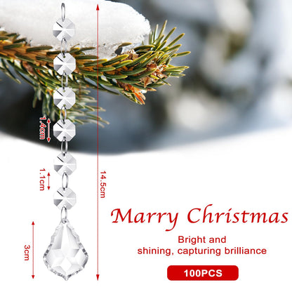 Nuenen 100 Pcs Acrylic Hanging Crystals for Centerpieces Chandelier Clear Crystal Garland Strands Ornament Acrylic Clear Beads Prisms Pendant for Christmas Tree Window Home Decoration(Maple Leaf)