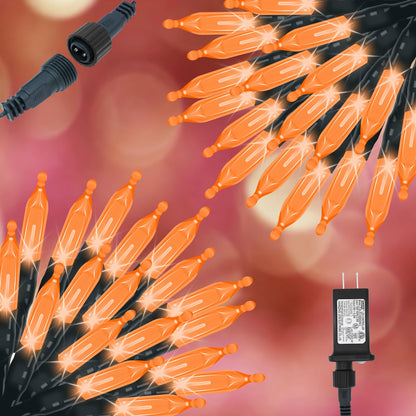 ILLUMINEW Orange Halloween Lights, 2 Pack 98ft 150 Count String Lights, Plug-in Waterproof Fall Lights for Spooky Halloween Yard Party Decor (Orange, 150 Count - 2 Pack)