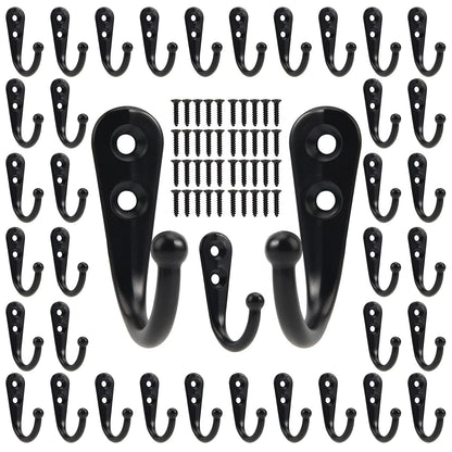 POZEAN Wall Hooks for Hanging, 40 Pack Black Small Coat Hooks with 80 Screws, Heavy Duty Single Prong Wall Hooks for Keys, Cups,Towels,Bag and More