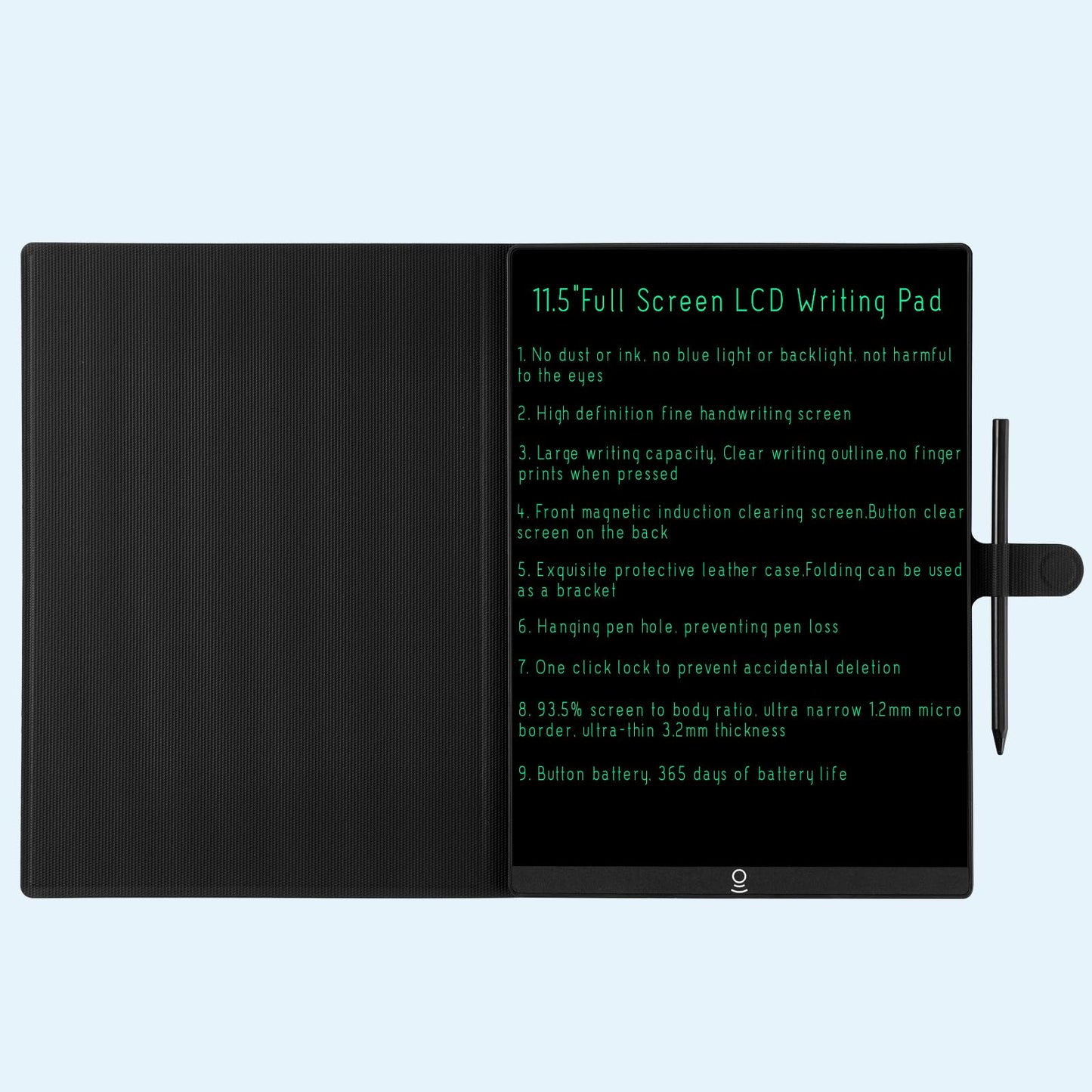 LCD Writing Tablet 11.5 Inch with Case, Bezel-Free Large Screen Graphics Drawing Tablet, Ultra-Slim 0.2in Reusable Digital Notepad for Adults, Electronic Writing Pad for Office Meeting Classroom Home