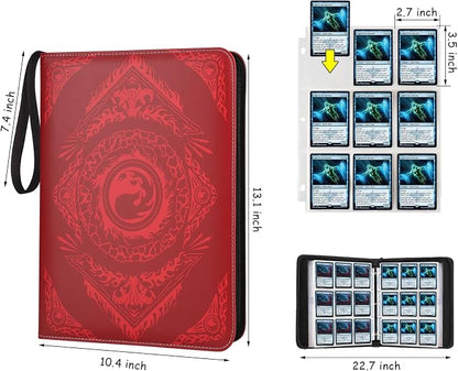 9-Pocket Card Binder for MTG,720 Double Sided Pocket PU Trading Collection Binder,Premium Collector Card Album for MTG,TCG,Yugioh,Game Cards(Red)