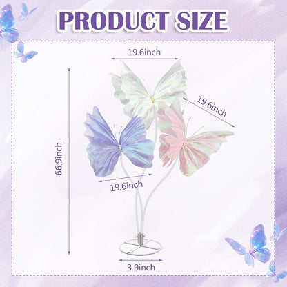 X-Kingsun Large Silk Butterfly Decorations 5.5ft Giant Butterfly with Stand Base Mariposas Grandes para Decoraction Artificial Gauze Butterfly for Outdoor Wedding Party Garden Backdrop Decor