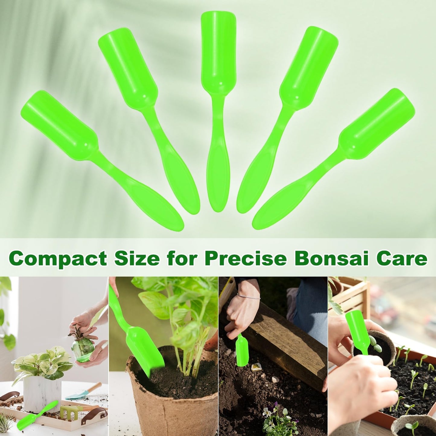 M METERXITY 10-Pack Mini Gardening Shovel Spoons, Plastic Garden Soil Scoops for Cultivation Digging Transplanting/Flower Planting/Plant Succulent, Colorful Small Gardening Tools [Green]