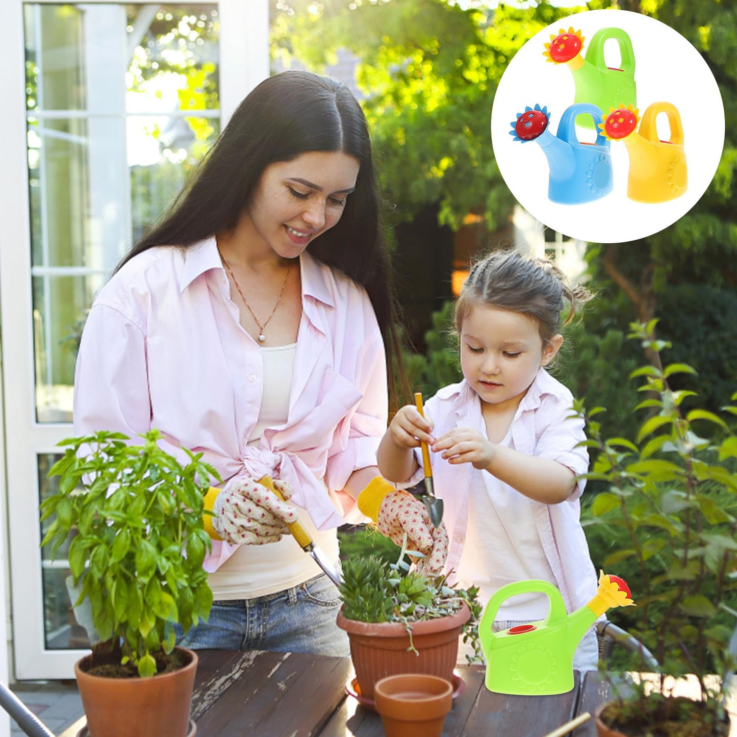 TOYANDONA 3pcs Toy Watering Can for Kids - Plastic Watering Cans Garden Flower Water Pot for Spring Summer Outdoor Bath Beach Sand Toys (Random Color)