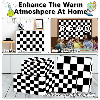 Black White Checkered Bulletin Board Paper Roll Black Plaid Bulletin Board Background Paper Back to School Classroom Decoration Poster for Art Craft DIY Home Office Classroom Supplies 17.7in x 20ft