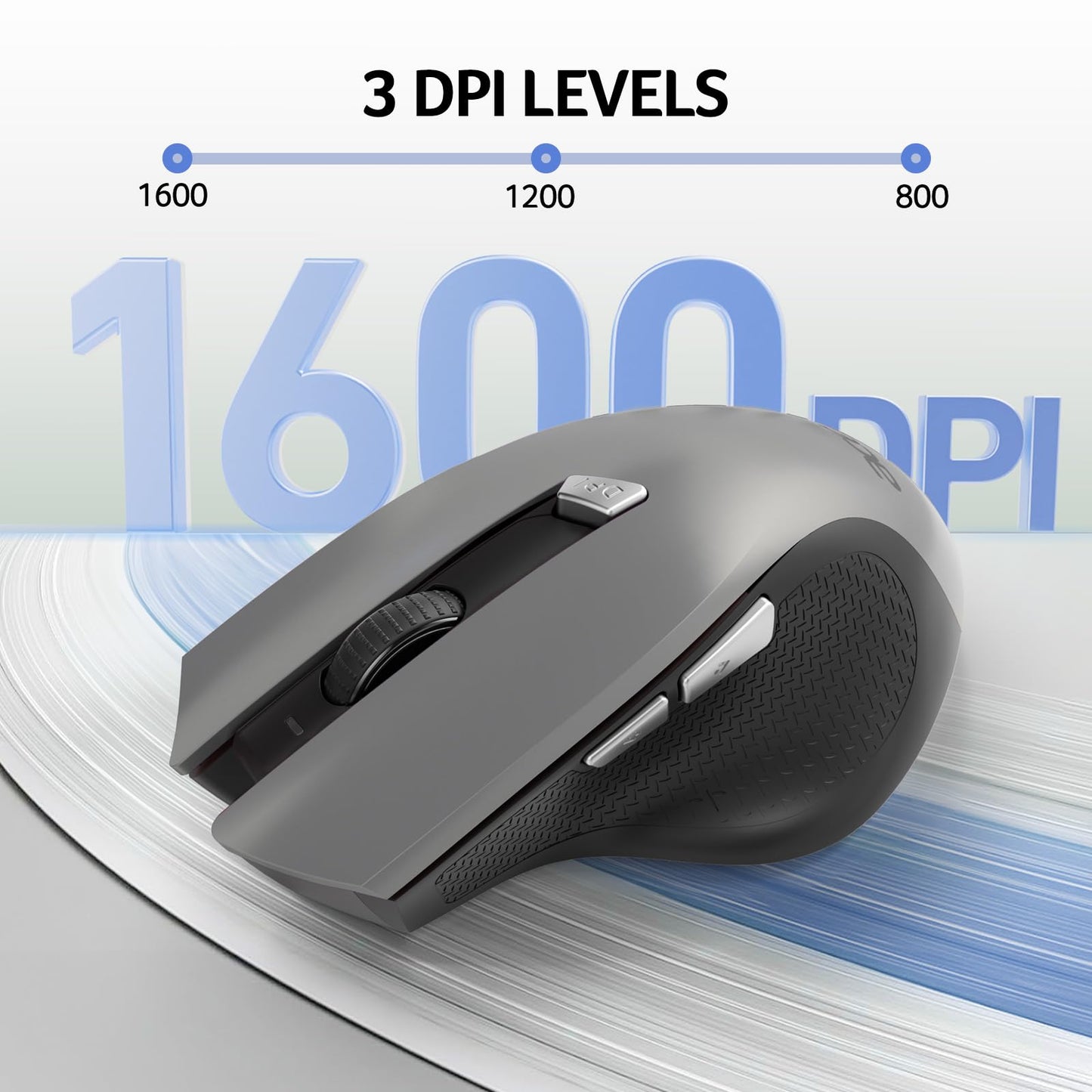 acer Wireless Mouse for Laptop, 2.4GHz Computer Mouse 3 Adjustable DPI Office Cordless USB Mice with USBA Receiver, 6 Buttons, 1600 DPI, Medium to Large Sized Hands Compatible with PC, Laptop, Desktop