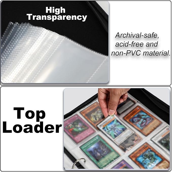 990+Pockets Trading Card Holder Binder with Zipper for Y-G-O Cards, MTG, TCG Cards, 990 Cards Capacity