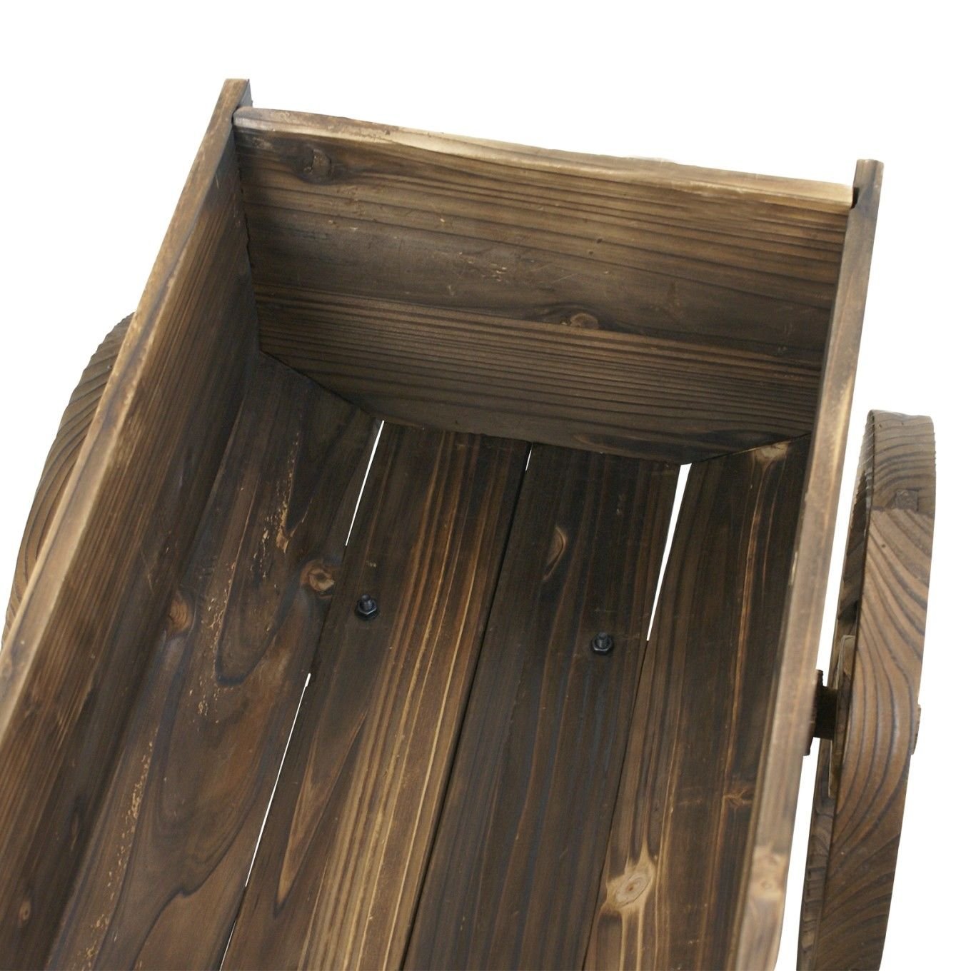 Rungfa Garden Wood Wagon Flower Planter Pot Stand with Wheels Home Outdoor Decor