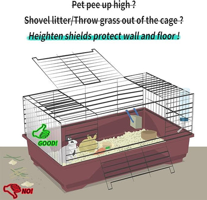 Oncpcare 24 Pack Rabbit Splash Guard, 10'' x 8.2'' Pet Plastic Pee Shields Liner Protection Clear Edge Liner Guinea Pig Side Lining Small Animal Cage Accessories