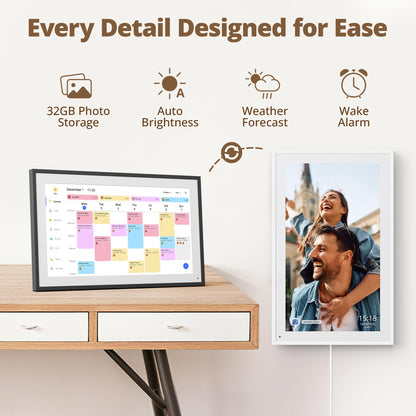 Dragon Touch Digital Calendar 21.5 Inch Touch Screen, Electronic Wall Calendar Chore Chart for Family Monthly/Weekly Planner, Interactive Display for Home Organization, Desk Mount Included - Black