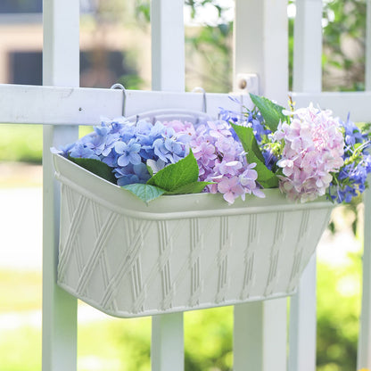 Sungmor 3 Pack Wall Hanging Planters, 16.5 Inch Railing Fence Hanging Flower Pots, Thickened Plastic Water Storage Plant Pot, Indoor Outdoor Garden Balcony Decor, Light Grey Large Plant Basket