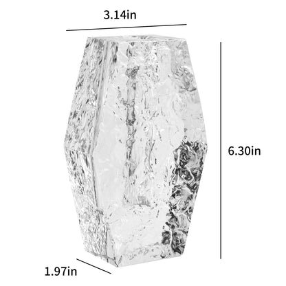Glacier Series Crystal Vase 6.3-inch High, Modern Crystal Home Office Decor for Living Room Dining Table Centerpieces, Birthday and Wedding