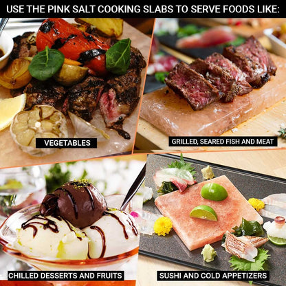 Pride Of India | Pink Salt Crystal Accessories (Pink Salt Crystal Cooking Tray - 8 by 4 inch) | Perfect for Grilling, Searing, Cutting, BBQ, Serving | Carries 84 Traces of Minerals