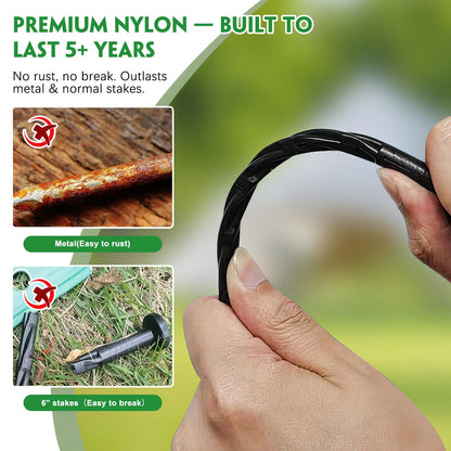 Garaook 100PCS 8-Inch Plastic Landscape Edging Stakes, Spiral Nylon Landscape Spikes, Anchoring Nails for Weed Barrier, Paver Edging, Landscape Edging, Artificial Turf, Grass Pathways, Black