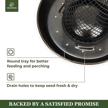 Kingsyard Mesh Tube Bird Feeders for Outdoors Hanging, All Metal, Wild Bird Feeder for Sunflower Seeds or Mealworm, Large Tray & Weatherproof Roof, 2.5 lbs Capacity (Antique Copper)