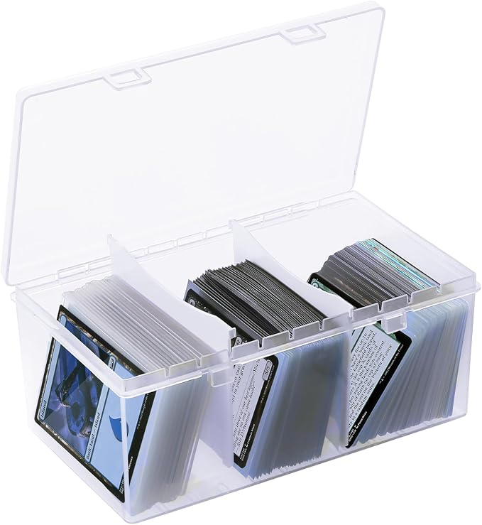 CDBXPRG Toploader Storage Box for 100 + 3" x 4" 35pt Rigid Card,Trading Card Storage Box with Dividers for 500+ Baseball Card Case,Playing Card Case for MTG, Sport Cards,Game Cards 1 PACK