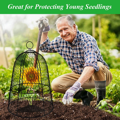 6 Pack Garden Chicken Wire Cloche,19" x 14" Large Plant Protector Cover for Keeping Squirrels,Rabbits,Bunny Chickens Bird Small Animals Out Garden Decoration Wire Plants Dome Metal Cloches-Black