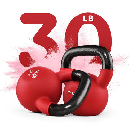 Yes4All Kettlebell, 5-65 LB Neoprene Coated Cast Iron Kettlebells, Wide Grip Handle & Flat Bottom for Swings, Squats, Deadlifts, Push Ups & Full Body Training at Home Gym - Single & Set
