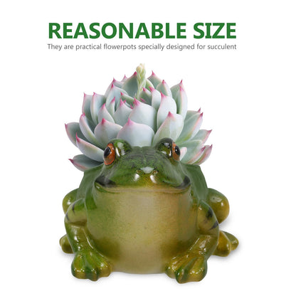 Hemoton Ceramic Frog Planter 4.44X4.05X2.75 Inch Succulent Plant Pot Decorative Flowerpot for Indoor Home Office Garden Desk