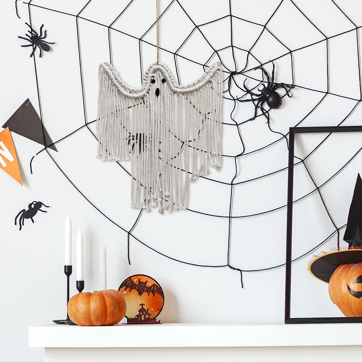 Runtoo Halloween Hanging Ghost, Cute Flying White Hanging Ghost 14" Decoration for Front Yard Patio Lawn Garden Party Holiday Decor Indoor Outdoor