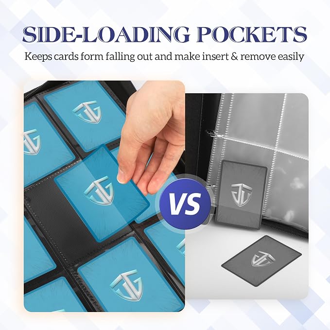 Trading Card Binder, 9 Side Loading Pocket Card Album Hold Up to 540 Cards, Zipper Binder for Cards Collection, TCG Card Holder for Game Card, Sports Card, Yugioh, MTG etc.